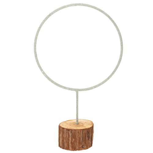Anillo decorativo de metal sobre soporte de madera para decoración de mesa, 43 cm. comprar | Floristik24.es