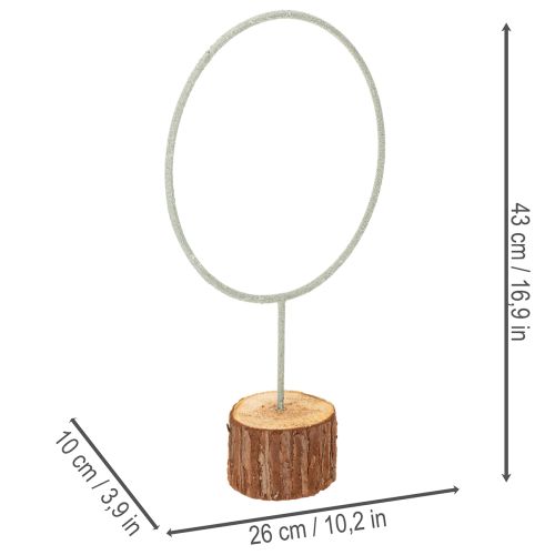 Anillo decorativo de metal sobre soporte de madera para decoración de mesa, 43 cm. | Floristik24.es