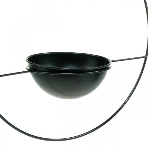 Artículo Macetero para colgar aro de metal negro Ø38cm con cuenco Ø15cm
