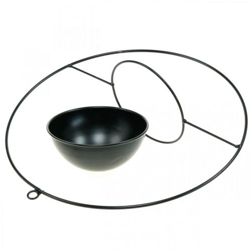 Artículo Macetero para colgar aro de metal negro Ø38cm con cuenco Ø15cm