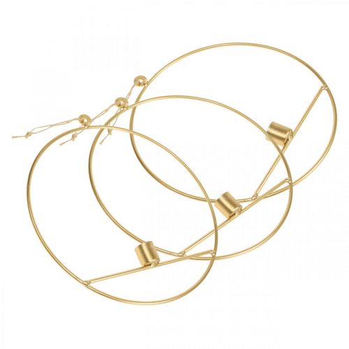 Artículo Portavelas para colgar anillo decorativo de metal dorado Ø25cm 3pcs