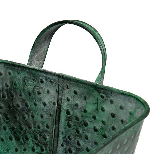 Floristik24 Cuenco metálico cuadrado 36cm x 15cm H8cm verde