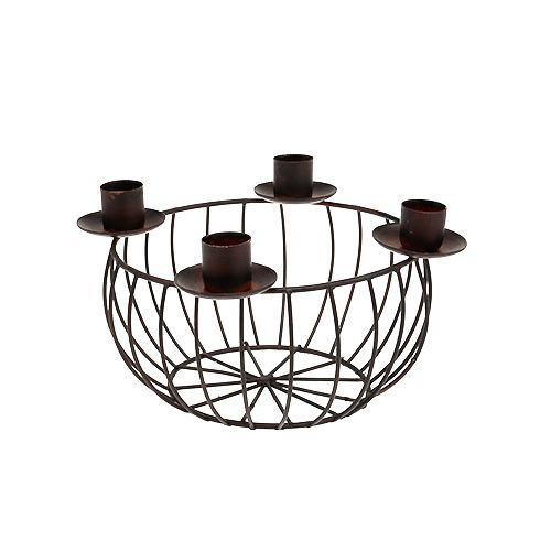 Cuenco de metal con 4 portavelas Ø17cm marrón-380796-000-708 , comprar