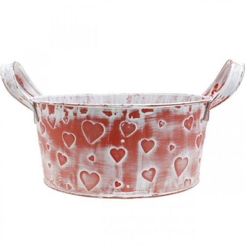 Floristik24 Cuenco para plantas, Día de San Valentín, recipiente de metal con decoración de corazón, maceta Ø23cm