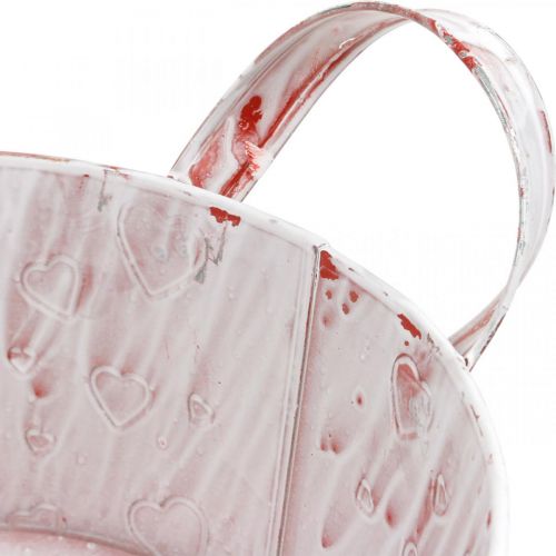 Floristik24 Cuenco para plantas, Día de San Valentín, recipiente de metal con decoración de corazón, maceta Ø23cm