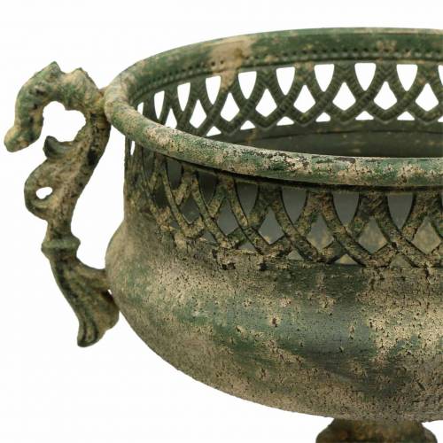 Taza decorativa aspecto antiguo metal verde musgo Ø19cm A35,5cm