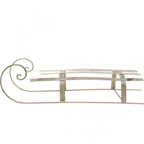 Trineo para Navidad, decoración de invierno, trineo decorativo dorado, aspecto antiguo L41cm H11cm