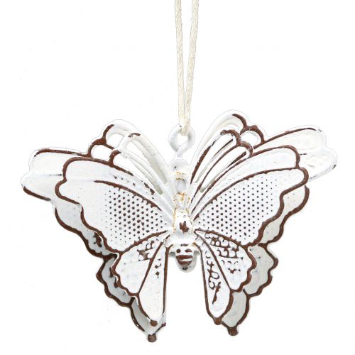 Floristik24 Mariposa de metal para colgar blanco 7cm 6pcs