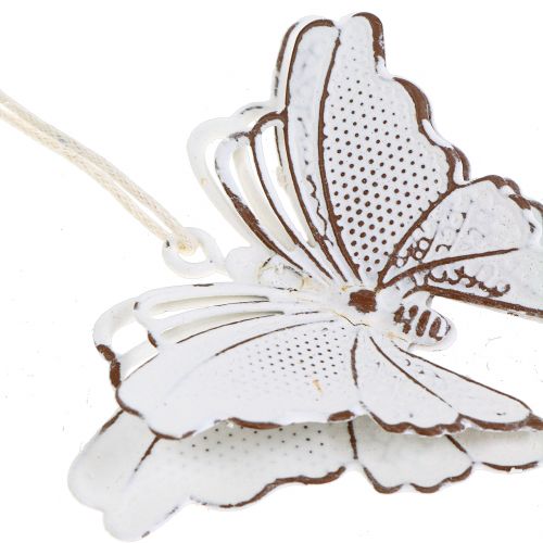 Floristik24 Mariposa de metal para colgar blanco 7cm 6pcs