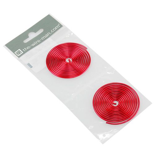 Floristik24 Tornillo de alambre de aluminio tornillo de metal rojo 2 mm 120 cm 2 piezas