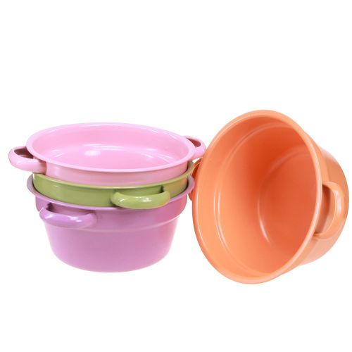 Artículo Cuenco de metal decorativo 4 colores primaverales Ø17cm 4uds