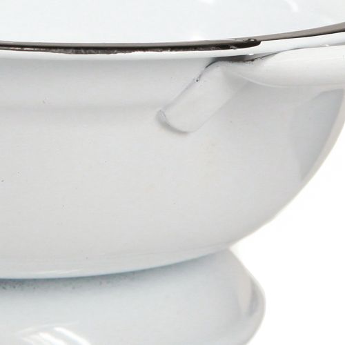Artículo Cuenco de metal decorativo blanco y negro Ø16,5cm H6,5cm 4uds