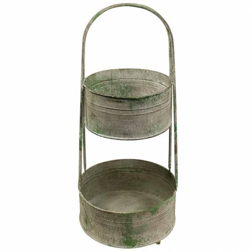 Floristik24 Soporte de metal con maceteros gris, verde H68cm