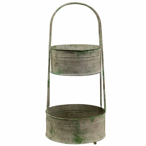 Floristik24 Soporte de metal con maceteros gris, verde H68cm