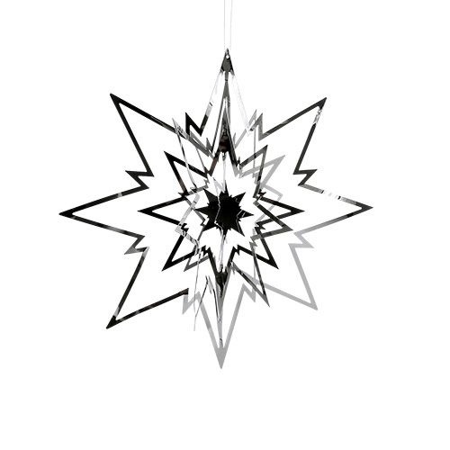 Floristik24 Estrella de metal para colgar plata 3D 16cm