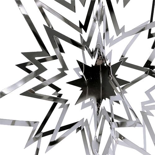Floristik24 Estrella de metal para colgar plata 3D 16cm