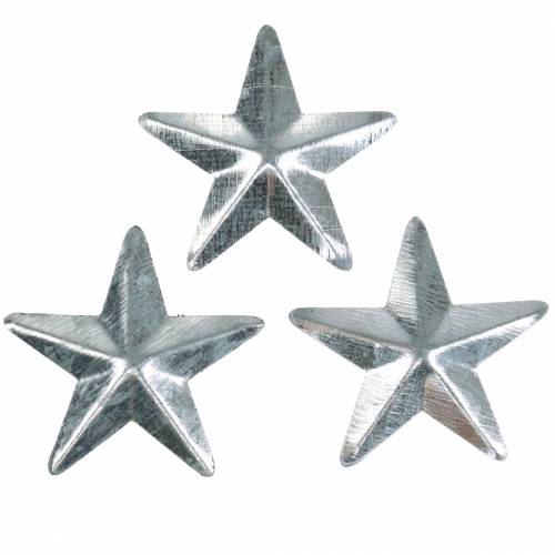 Floristik24 Estrella metal plata 4cm 48uds