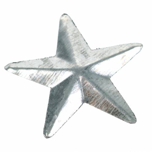Floristik24 Estrella metal plata 4cm 48uds