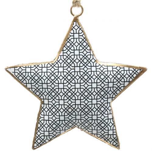 Floristik24 Estrella de metal blanco y negro 10cm 3pcs