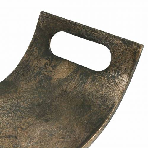 Floristik24 Bandeja de metal curvada 59cm aspecto antiguo dorado, negro