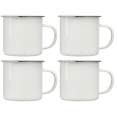 Artículo Vaso de metal para plantas, vaso de metal blanco y negro, Ø9 cm, 4 unidades