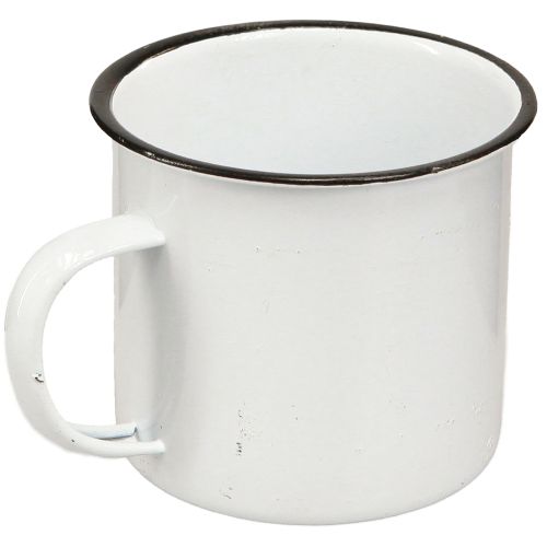 Artículo Vaso de metal para plantas, vaso de metal blanco y negro, Ø9 cm, 4 unidades