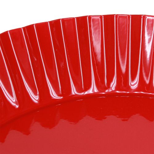 Artículo Placa de metal decorativa retro con base de metal rojo Ø24cm 2uds