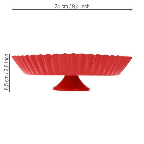 Artículo Placa de metal decorativa retro con base de metal rojo Ø24cm 2uds