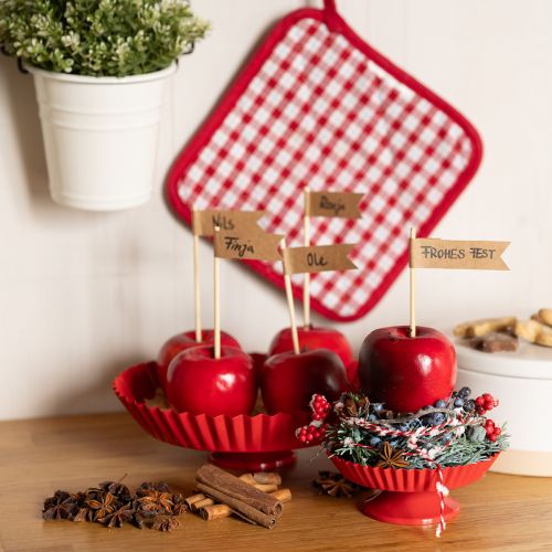Artículo Placa de metal decorativa retro con base de metal rojo Ø24cm 2uds