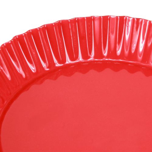 Artículo Placa metálica roja pequeña placa decorativa con base metálica Ø14cm 2 uds