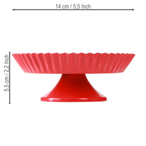 Artículo Placa metálica roja pequeña placa decorativa con base metálica Ø14cm 2 uds