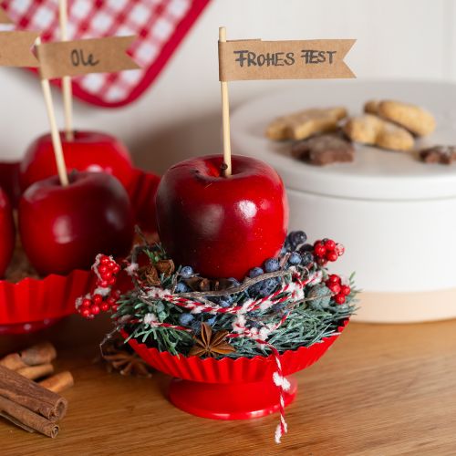 Artículo Placa metálica roja pequeña placa decorativa con base metálica Ø14cm 2 uds
