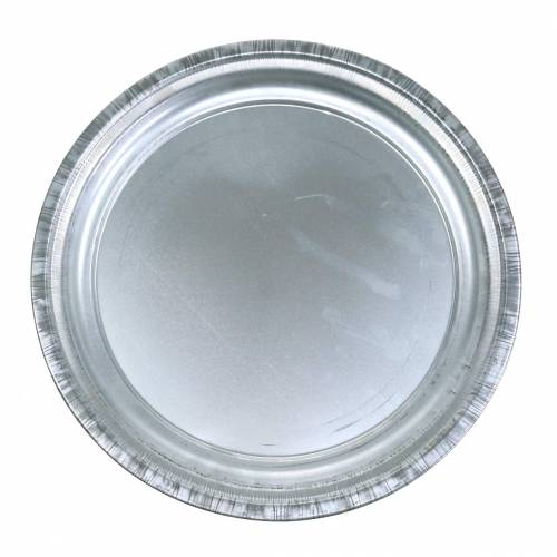 Plato decorativo metal plateado brillante Ø34cm H3cm