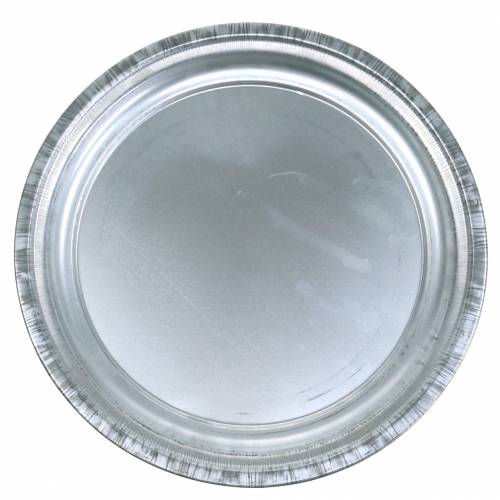 Floristik24 Plato decorativo metal plateado brillante Ø36cm H3cm