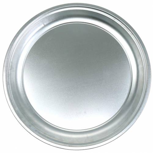 Floristik24 Placa de metal básica plata brillante Ø45.5cm H4cm