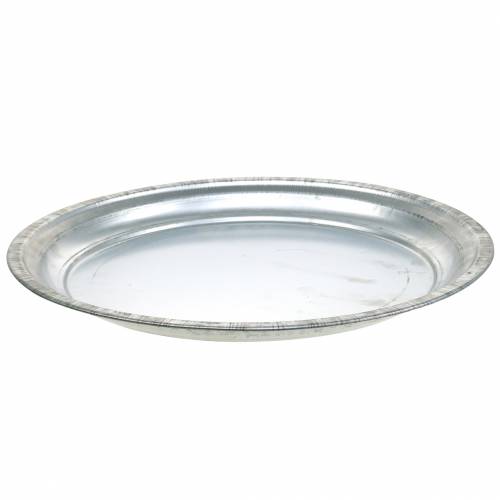 Floristik24 Plato decorativo metal plateado brillante Ø36cm H3cm