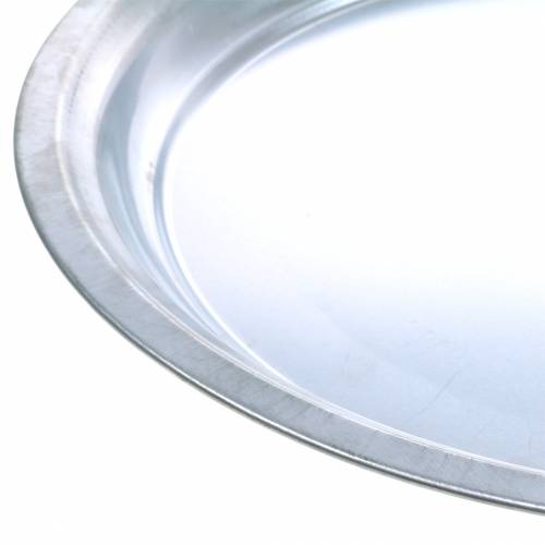Artículo Placa de metal básica plata brillante Ø45,5cm H4cm