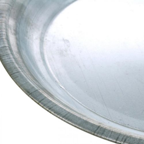 Floristik24 Placa decorativa, base de arreglo, placa de metal plateada, decoración de mesa Ø26cm