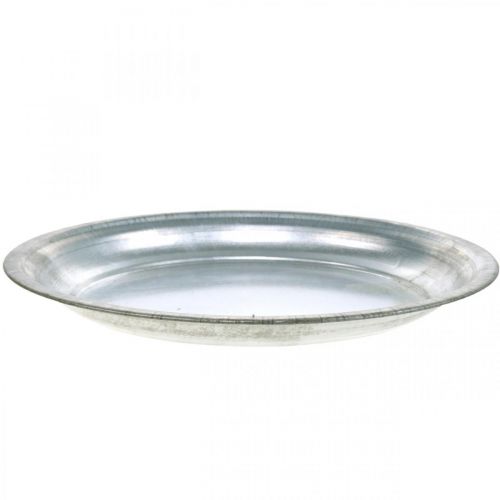 Floristik24 Placa decorativa, base de arreglo, placa de metal plateada, decoración de mesa Ø26cm
