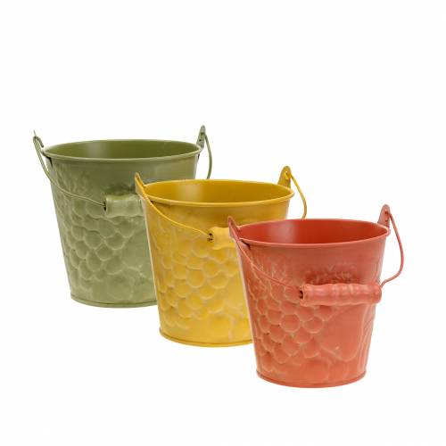 Floristik24 Cubo decorativo frutas amarillo, naranja, verde lavado Ø12.5cm H12cm juego de 3