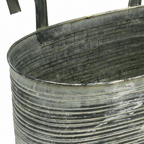 Floristik24 Macetero de zinc macetero ovalado para colgar crema antigua 30×16,5cm Alt.14,5cm