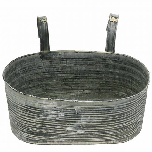 Floristik24 Macetero de zinc macetero ovalado para colgar crema antigua 30×16,5cm Alt.14,5cm