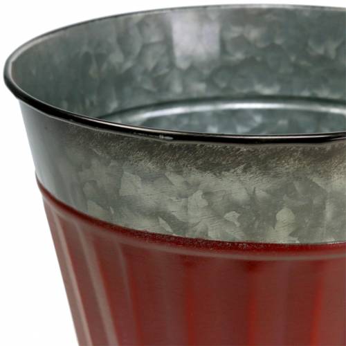 Floristik24 Macetero rojo, plata zinc Ø17.5cm H15cm juego de 3