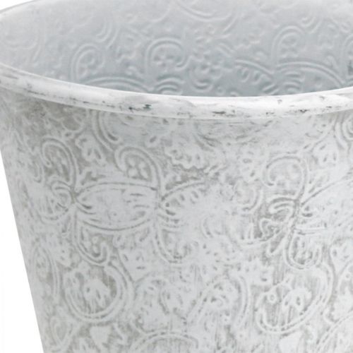 Artículo Recipiente con adornos, macetero, maceta de metal blanco Ø18.5cm H18cm