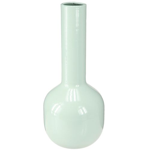 Artículo Jarrón de metal Jarrón esmaltado en verde menta Ø10,5cm H25,5cm