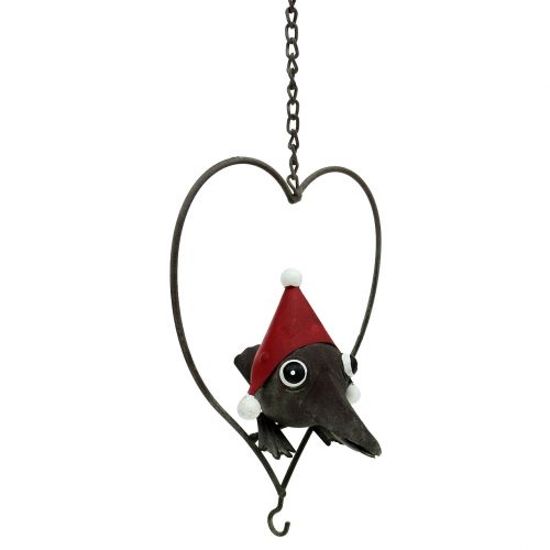 Floristik24 Colgador Deco Bird in the Heart Metal Gris 48cm