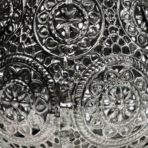 Floristik24 Farol de metal plateado oriental Ø10cm H7.5cm 1p