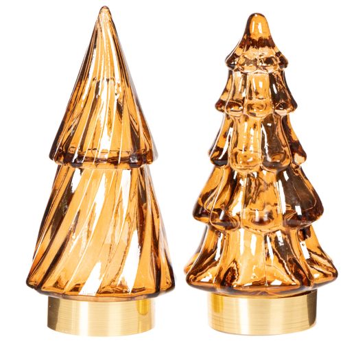 Adorno navideño de cristal con luces LED para interiores, funciona con pilas, 13 cm, 2 unidades. | Floristik24.es