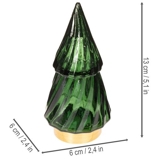 Árbol de Navidad de cristal con luces LED, decoración de mesa, Navidad, 13 cm, 2 piezas | Floristik24.es