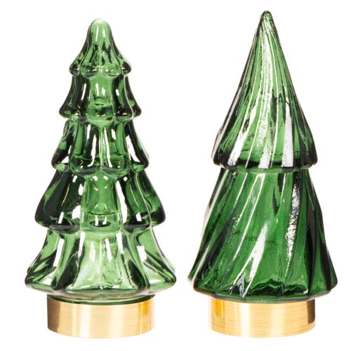 Árbol de Navidad de cristal con luces LED, decoración de mesa, Navidad, 13 cm, 2 piezas | Floristik24.es
